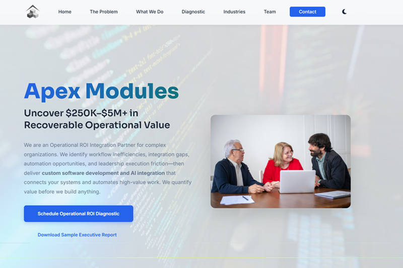 Apex Modules website screenshot